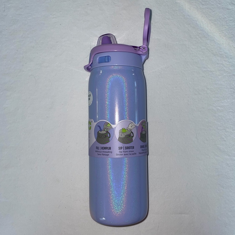 Purple Water Bottle with Straw - Picture 7 of 7